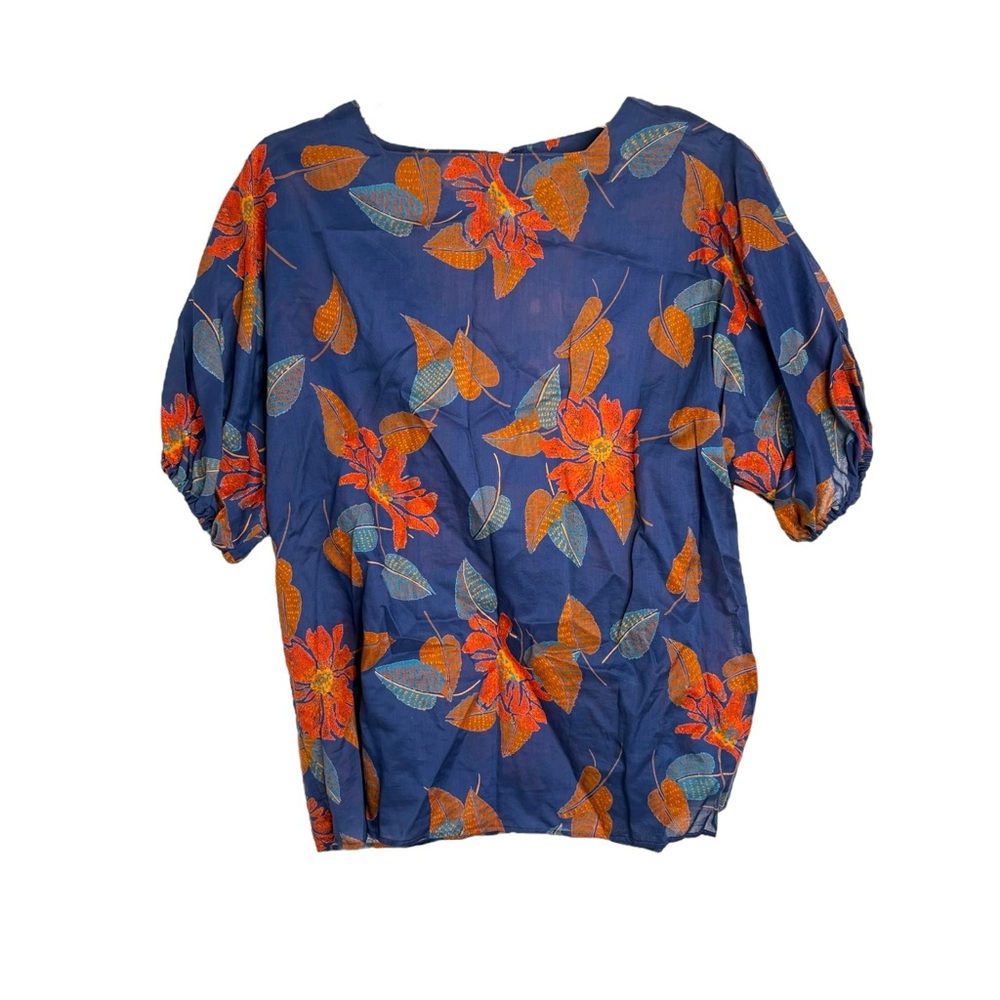 Christian Dior vintage size 6‎ small fitted blouse floral bluish purple